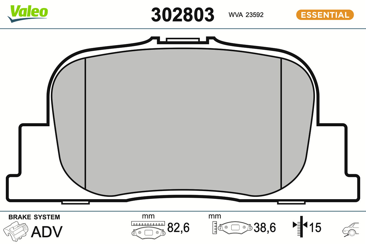 Kit pastiglie freno, Freno a disco - 302803 VALEO